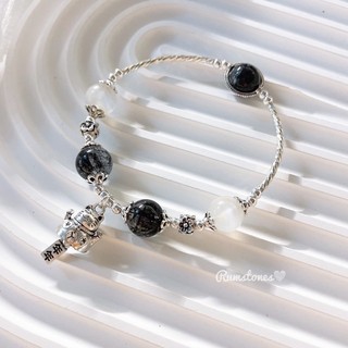 Vòng r051 moonstone + t.a tóc đen 5a mệnh thuỷ