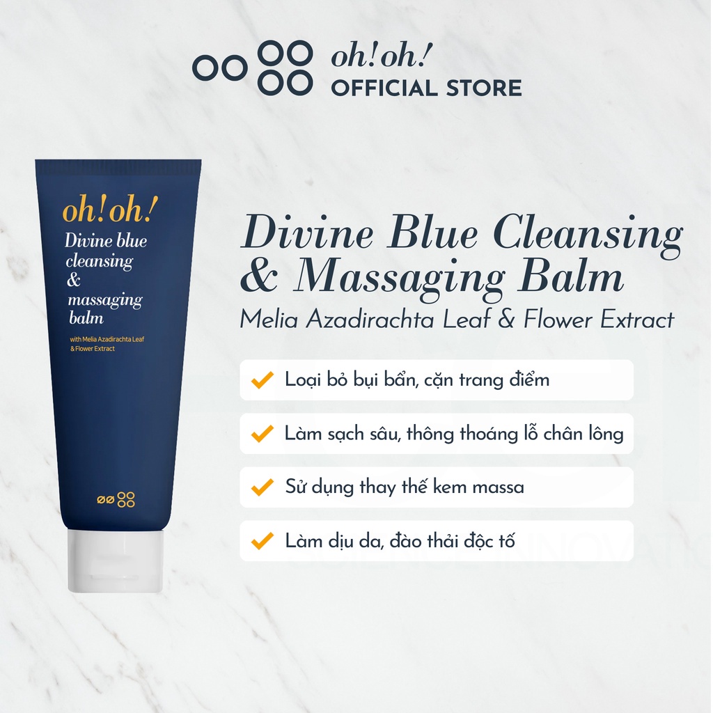 [Hàng công ty] Sáp Tẩy Trang Làm Sạch Sâu, Trẻ Hóa Da oh!oh! Divine Blue Cleansing & Massaging Balm 150ml | Unknown Beau #1