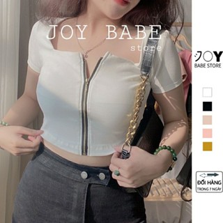 Áo vạt bầu cổ vuông JOY BABE áo nữ kiểu sang chảnh ái croptop ôm body crt phông girl phố 2C CRON 7