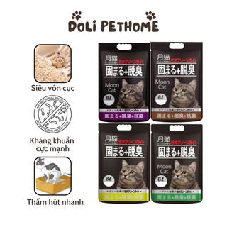Cát vệ sinh cho mèo Moon Cat, Cát nhật đen 8L (4kg), siêu vón cục, khử mùi [Doli Pethome]