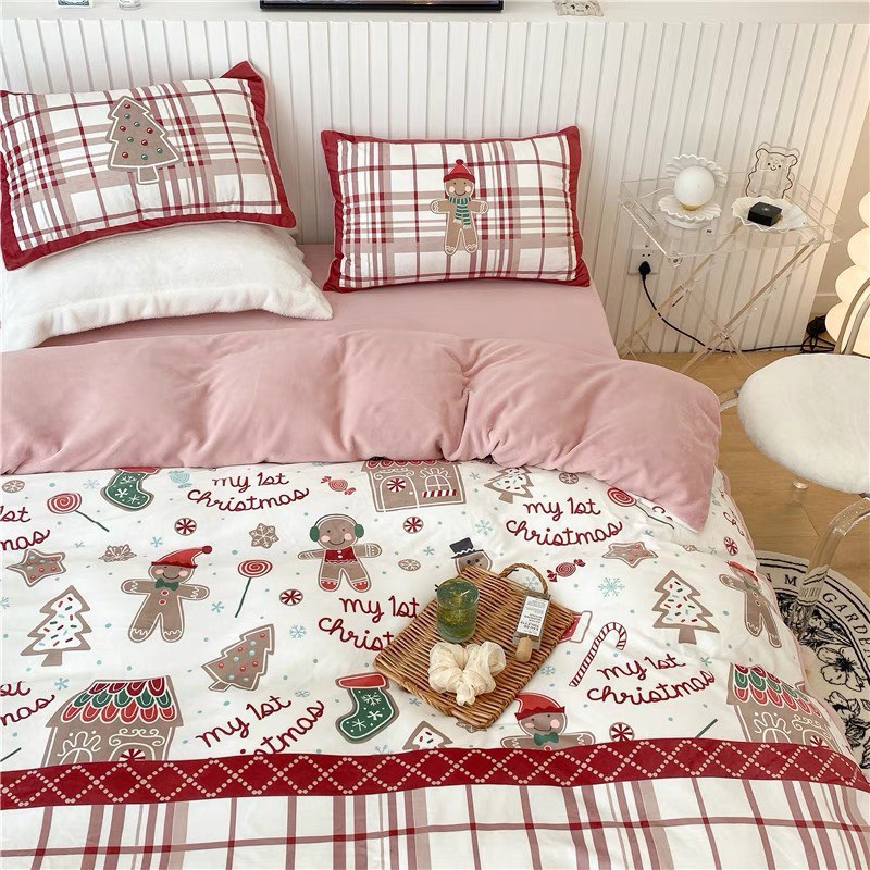 Bộ chăn ga gối cotton poly - Mẫu Giáng Sinh Noel