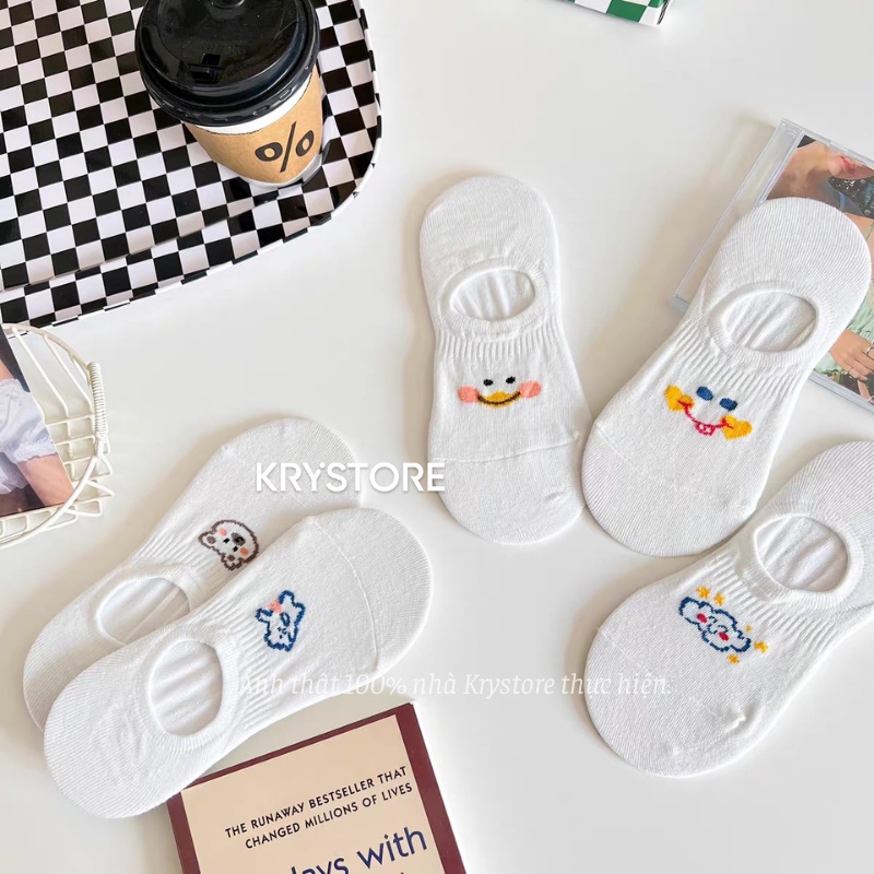 Set 5 đôi vớ lười mỏ vịt cute Krystore có silicon chống tuột chất đẹp TL11