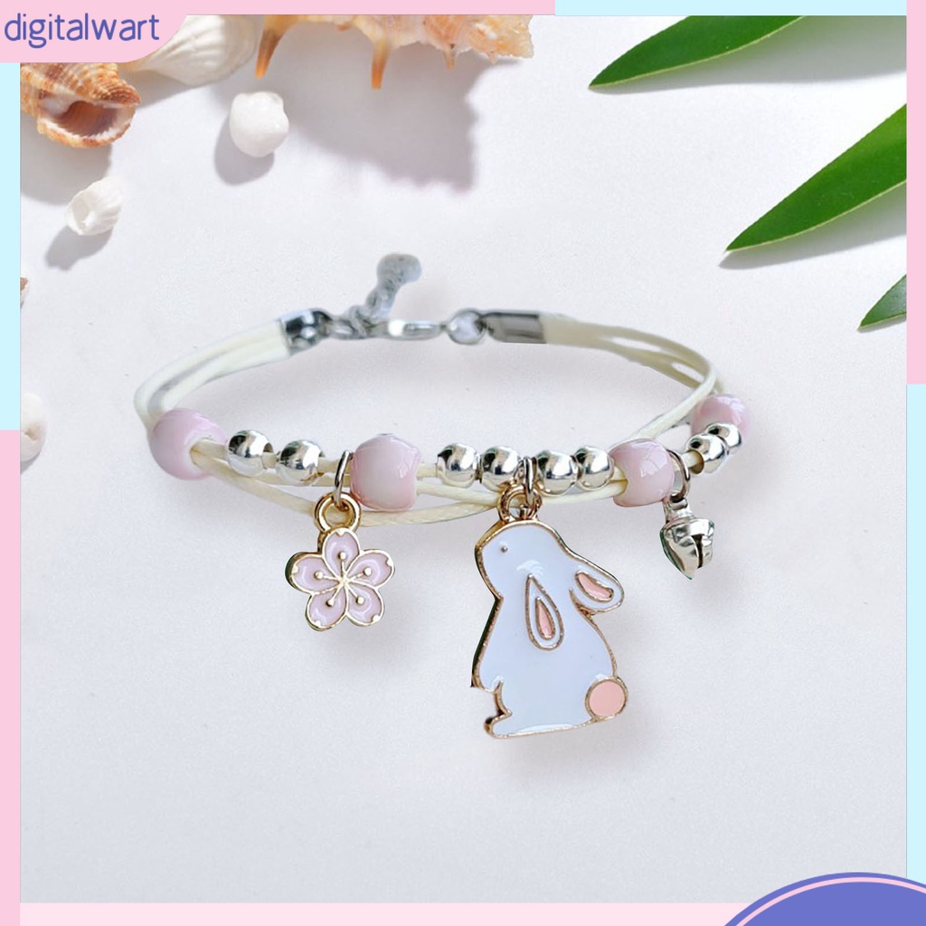 |Đào| Vòng Đeo Tay Tối Giản Bằng Hợp Kim Hình Thỏ Hoạt Hình Xinh Xắn Thời Trang Cho Bé Gái