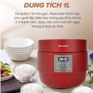 Nồi cơm điện tử sharp ks-com100dv-rd 1 lít 600w