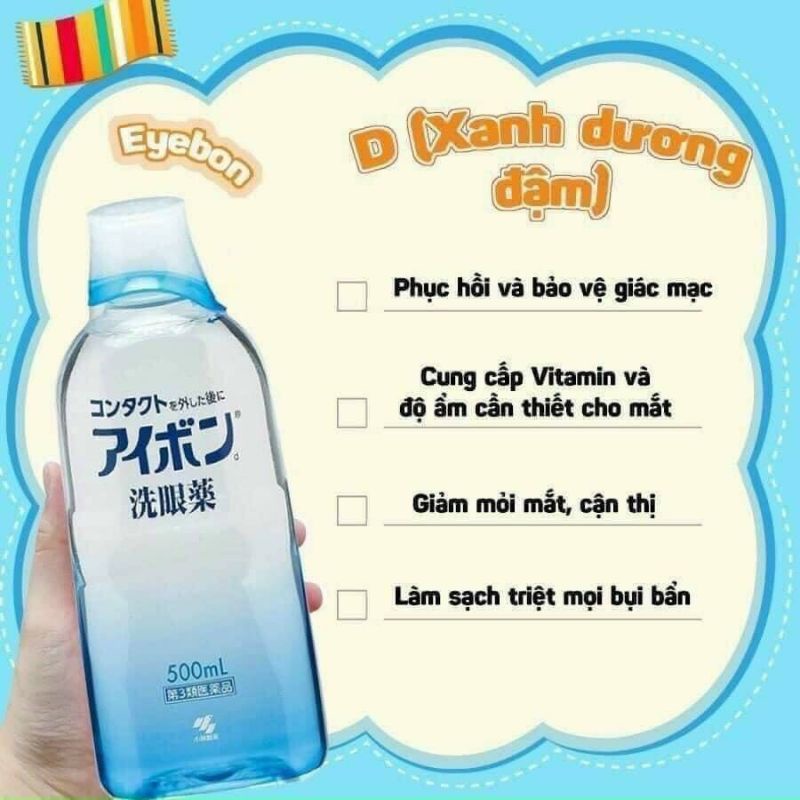 Nước rửa mắt , bảo vệ và phục hồi mắt Eyebon W Vitamin Kobayashi Nhật bản 500ml