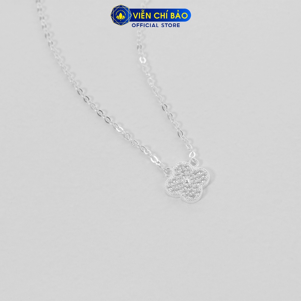 Dây chuyền cỏ đính đá chất liệu bạc 925 thời trang phụ kiện trang sức nữ Viễn Chí Bảo D400885