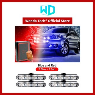 16 LED Car Red/Blue Police Strobe Flash Light Truck Dash Emergency Warning Lamps
