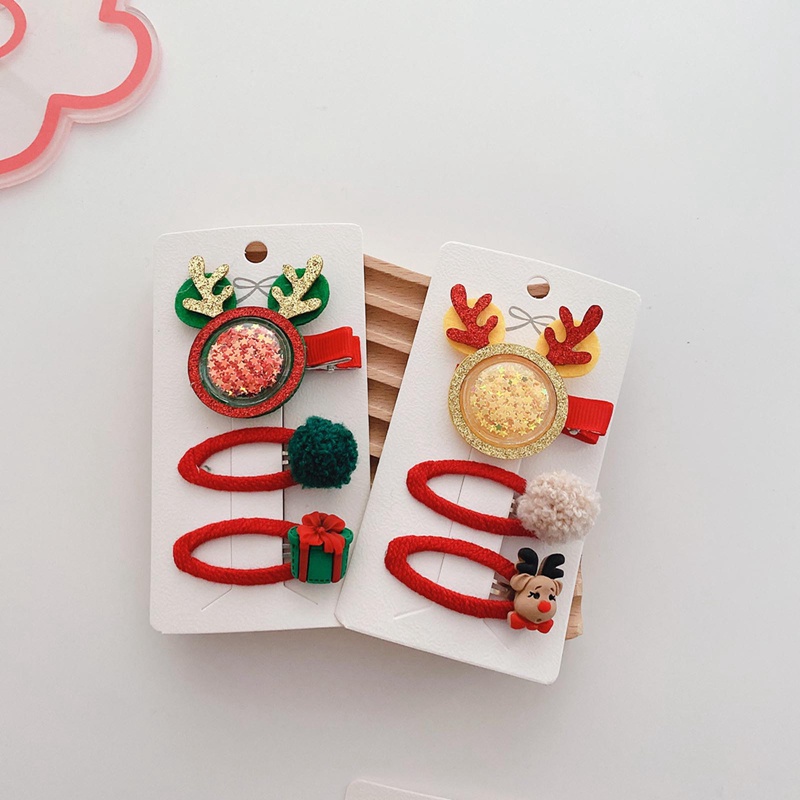 Bộ 3 Kẹp Tóc Họa Tiết Giáng Sinh Dễ Thương Bắt Mắt