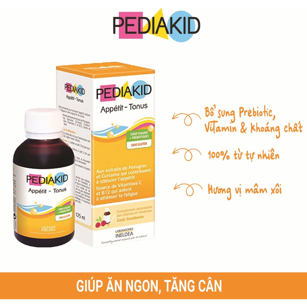 Pediakid Appetit Tonus, Pháp (125ml) Siro giảm biếng ăn, giúp ăn ngon miệng cho bé 6 tháng tuổi trở lên