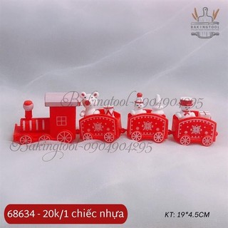 Trang trí bánh mô hình đoàn tàu noel nhựa