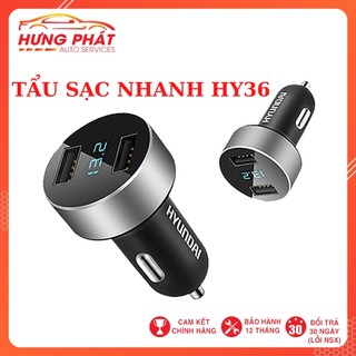 Tẩu sạc nhanh ô tô, xe hơi hy36 – có đèn báo điện áp ắc quy