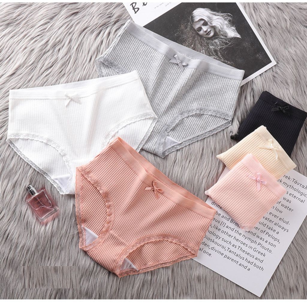 Quần lót nữ cotton viền ren sexy kháng khuẩn khử mùi đính nơ dễ thương và gợi cảm DEVARI b08