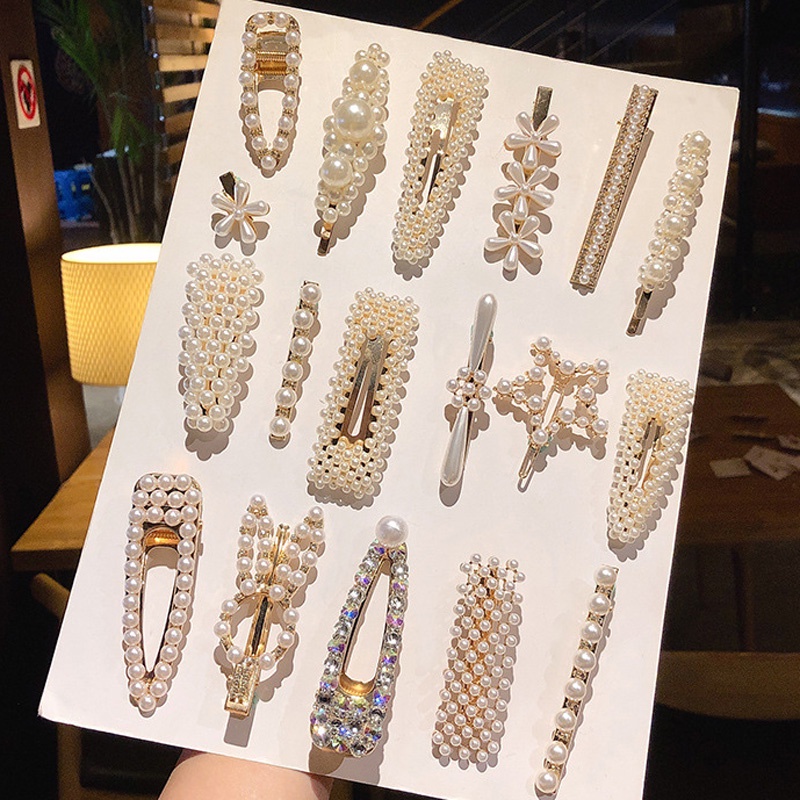 Set 2-7 Kẹp Tóc Đính Đá Phong Cách Hàn Quốc Sang Trọng Cho Nữ