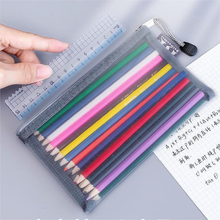 Túi Đựng Bút Dạng Lưới Trong Suốt Sức Chứa Lớn Kiểu Dáng Đơn Giản