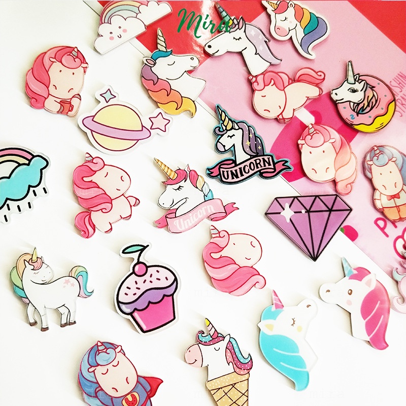 Ghim Cài Kỳ Lân,  Ngựa Pony Unicorn, Ngựa 1 Sừng Huy Hiệu Acrylic, Pin Cài Áo, Trâm Balo Đi Học Cực Cute MIRA-GC00547