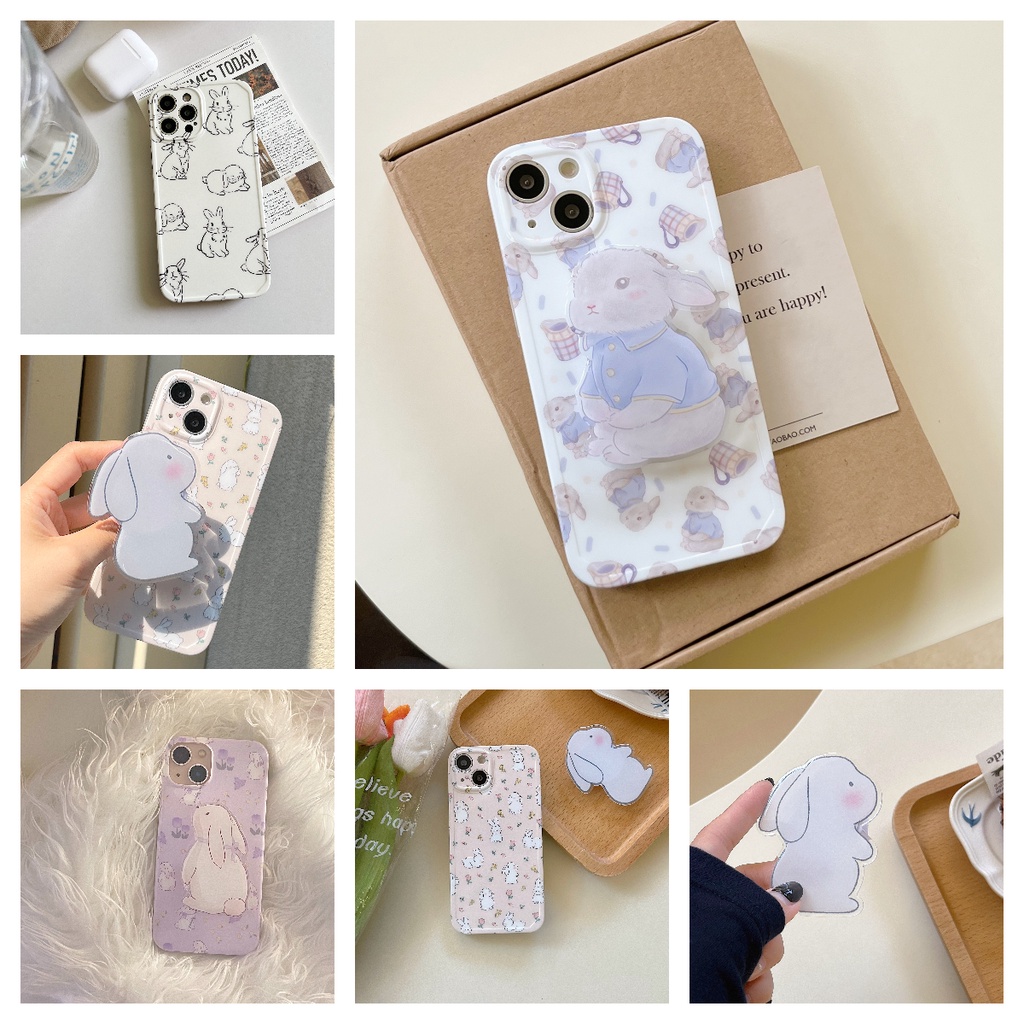 Ốp Điện Thoại TPU Chống Sốc Họa Tiết Thỏ Cho iPhone 13 Pro Max 12 11 Mini X XS Max XR SE 8 Plus 7 6 6S