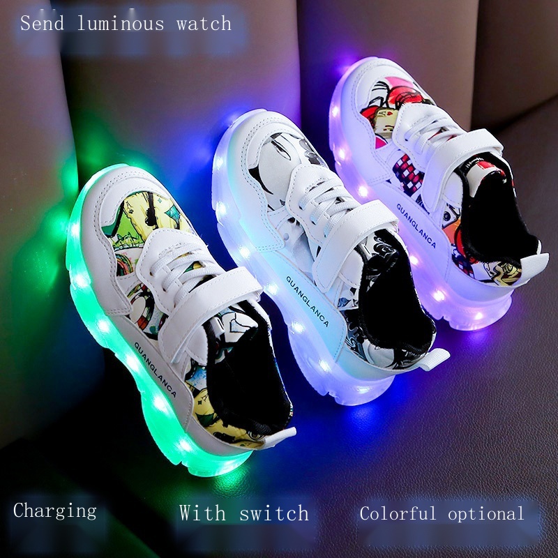 Giày Thể Thao Có Đèn Phát Sáng Phong Cách Hiphop Cho Nam Và Nữ