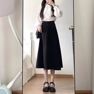 Chân váy dài xòe cạp cao