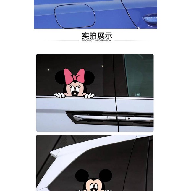 Mickey Mouse Bumper Stickers Personality Cute Cartoon Mickey Minnie Car Side Door Sticker Window Rear Glass Creative Stickers 7eFX