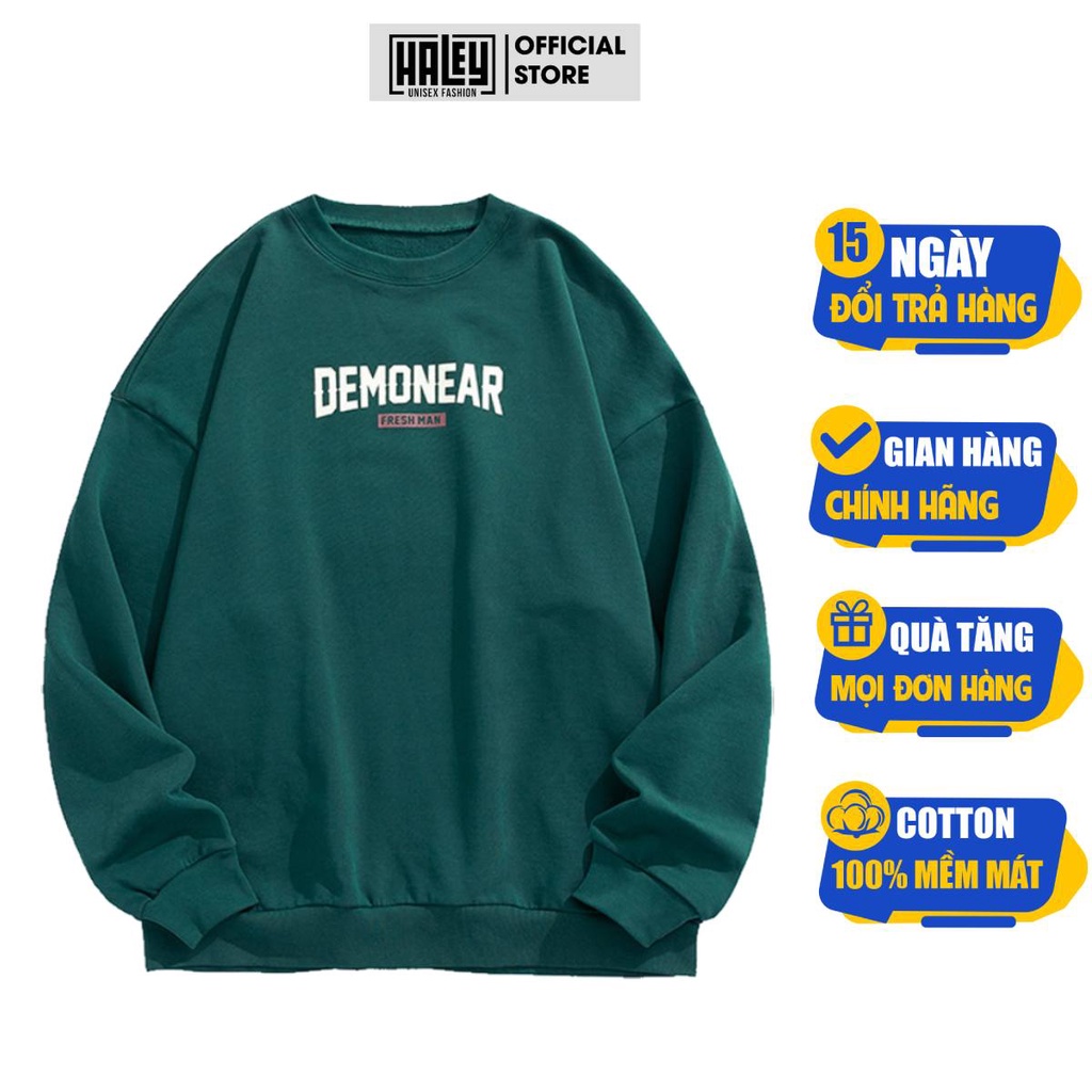 Áo Sweater Nam Nữ Unisex HD28 DEMONEAR Dài Tay Phong Cách Hàn Quốc Basic Ấm Áp, Dày Dặn HALEY