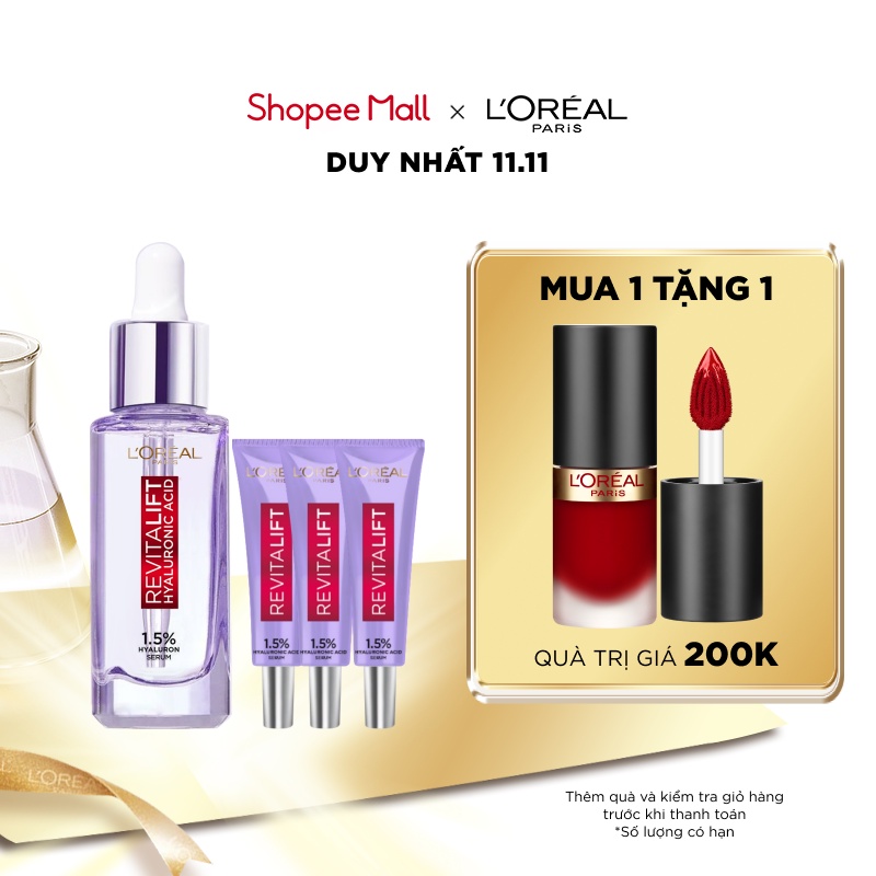 Bộ Serum siêu cấp ẩm và giảm nếp nhăn Revitalift Pure Hyaluonic Acid 1.5% L'Oreal Paris