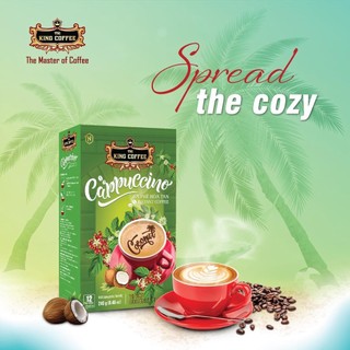 CÀ PHÊ HÒA TAN CAPPUCCINO HƯƠNG DỪA KING COFFEE - HỘP 12 GÓI X 20G
