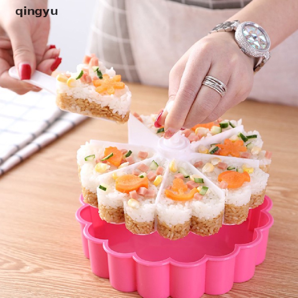 1 Khuôn Làm Sushi 8 Ngăn Hình Trái Tim Bằng Nhựa PP