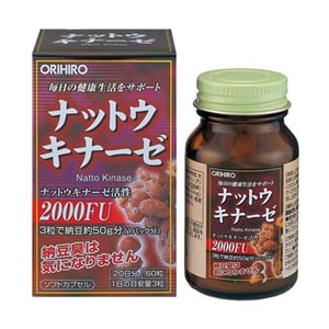 Viên Uống Chống Đột Quỵ, Tai Biến Natto Kinase 2000FU Orihiro Hộp 60 Viên Nhật Bản