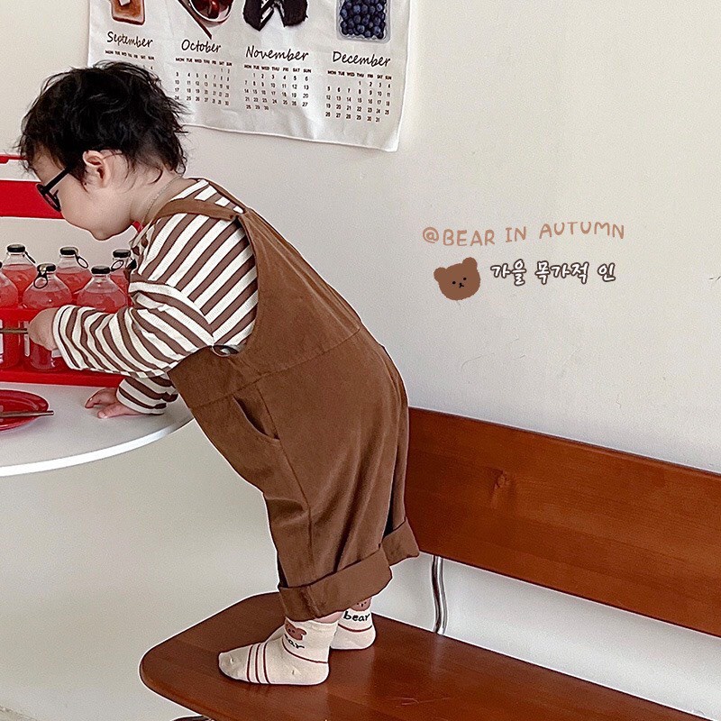 Set 3 đôi tất gấu nâu cổ cao cho bé trai, bé gái siêu cute size 1y-10y