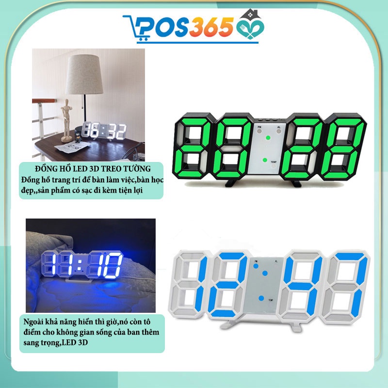 Đồng Hồ Led 3D Để Bàn Treo Tường Thông Minh Tiện Lợi - Trang Trí Decor Phòng Ngủ Phòng Khách Đẹp Phong Cách Hàn Quốc