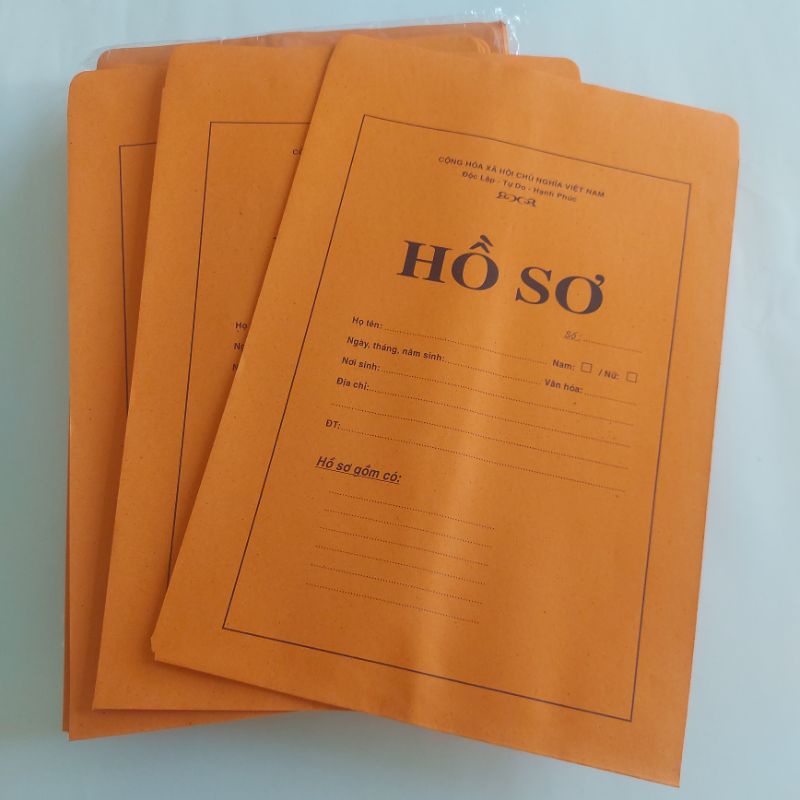 (100 cái) Bìa hồ sơ xin việc, bao đựng hồ sơ, vỏ hồ sơ màu cam, kích thước khổ F4 chất liệu giấy Việt Nam dai, mịn đẹp