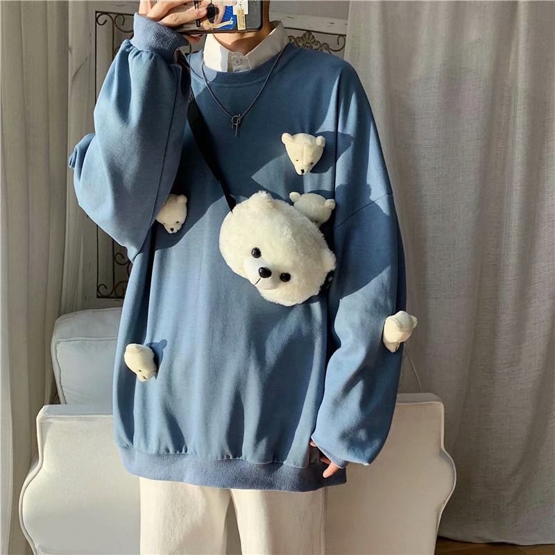 Áo Sweater Cổ Tròn Phủ Lông Màu Trơn Thời Trang Mùa Thu Trẻ Trung Cho Nam 2022 M-5XL