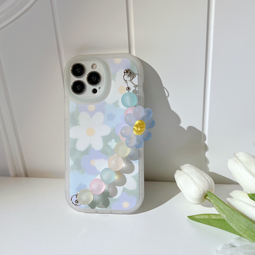 Ốp Điện Thoại Dẻo Họa Tiết Hoa Sang Trọng Kèm Vòng Đeo Tay Cho Iphone14 12 13promax 11 XS 78P