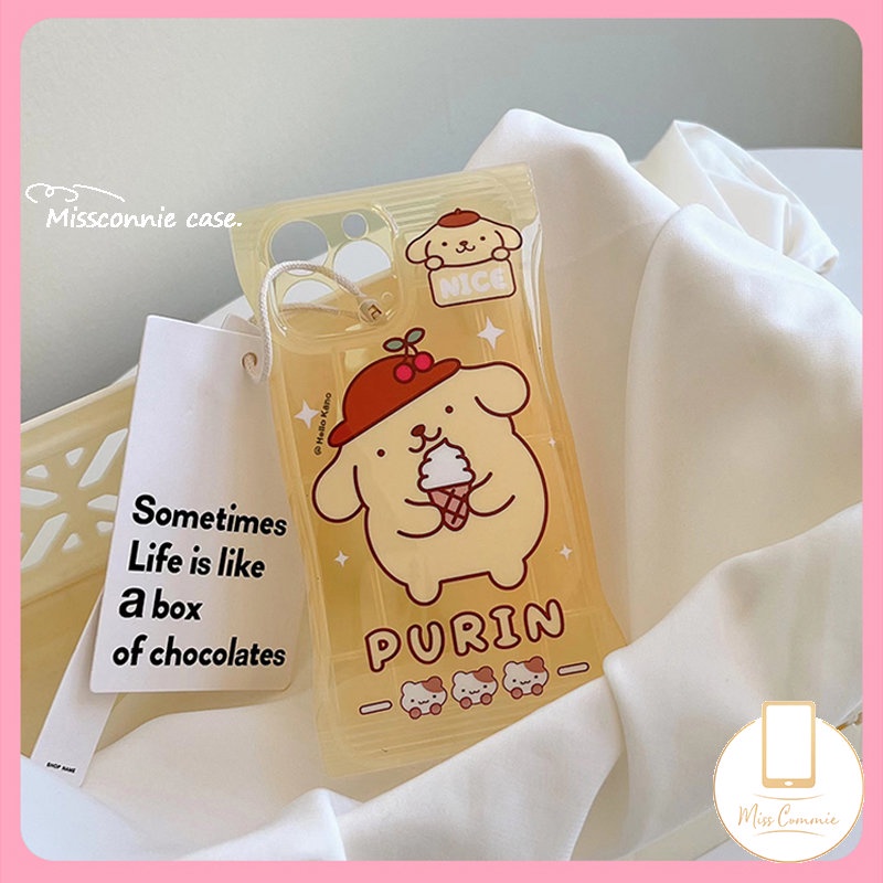 Ốp Điện Thoại TPU Dẻo Kèm Túi Hình Kuromi Cinnamon Cho IPhone 11 12 13 14 Pro Max 7 8 6 6s Plus XR 7Plus 8Plus X XS Max SE 2020