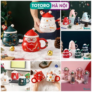  Cốc Ly Giáng sinh Noel Ly sứ Merry Christmas Cây Thông Thủy tinh Xmas - Bình giữ nhiệt Ông Già Noen Ngôi nhà Tuyết 