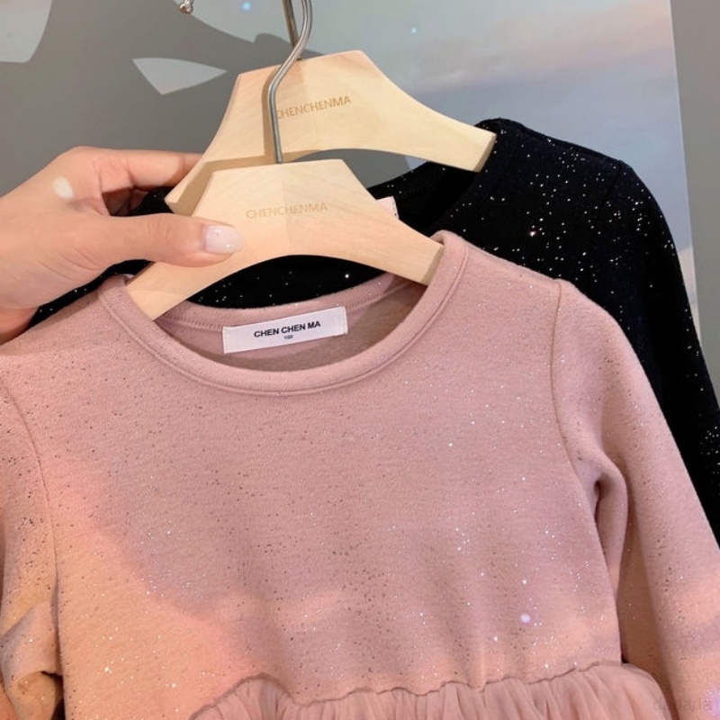 Đầm Tay Dài Phối Lưới Lấp Lánh Thời Trang Xuân Thu