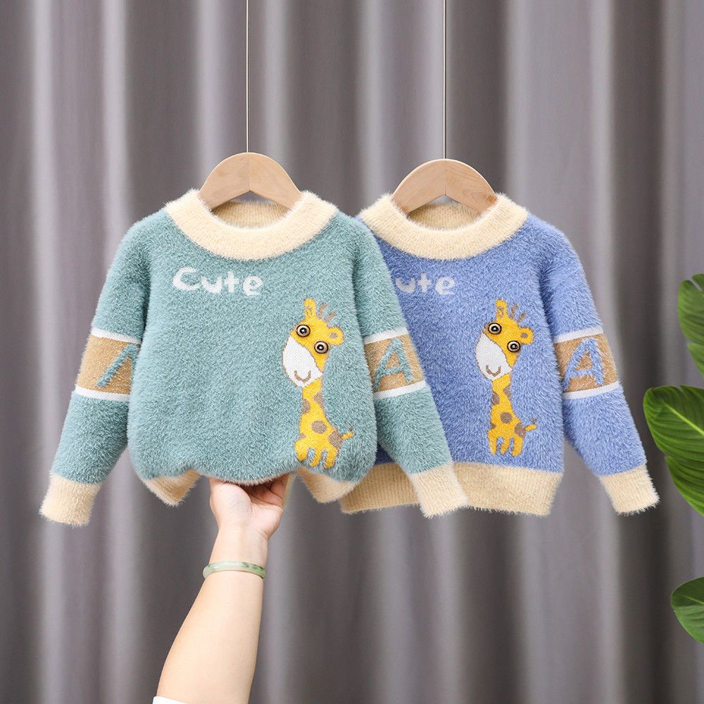 Áo Sweater Dệt Kim Vải Lông Chồn Thời Trang Mùa Đông 2022 Mới Cho Bé Trai