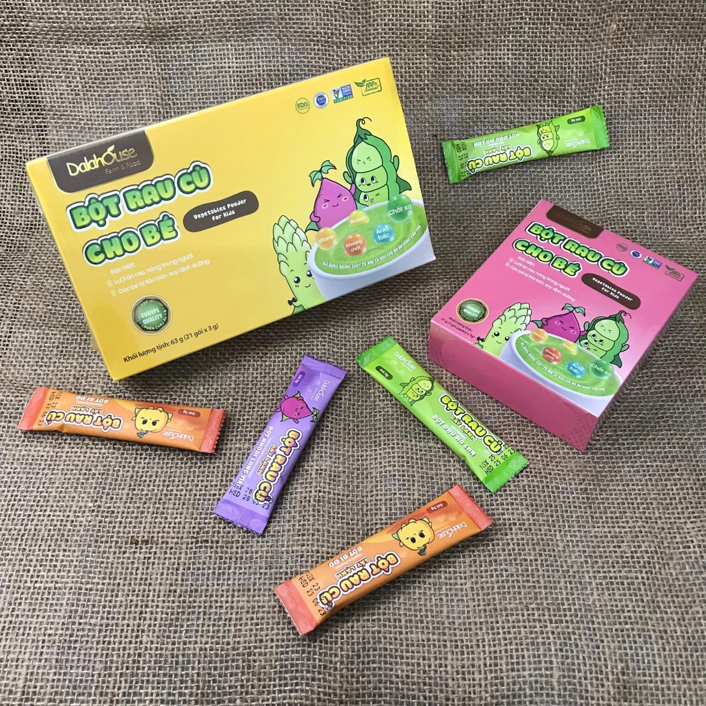 Combo Bột Rau Củ Cho Bé - Bột Rau Ăn Dặm Cho Bé Organic Dalahouse - Hỗ Trợ Tiêu Hóa, Bổ Sung Vitamin - Combo 7 và 21 gói