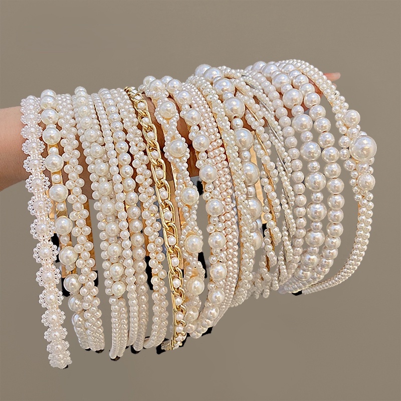 Băng Đô Cài Tóc Đính Ngọc Trai Nhân Tạo Sang Trọng Cho Nữ