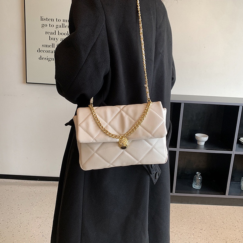 IELGY Túi Đeo Chéo Hình Vuông Nhỏ Màu Nâu Đính Kim Cương Giả Dễ Phối Đồ Thời Trang Cho Nữ