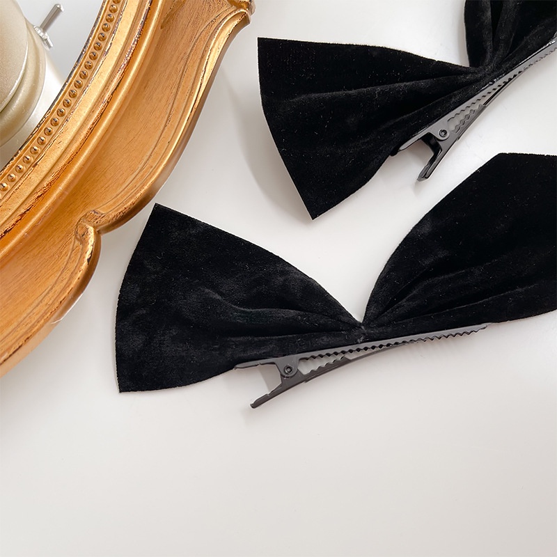 Set 2 Kẹp Tóc Nơ Nhung Thời Trang Thu Đông Mới