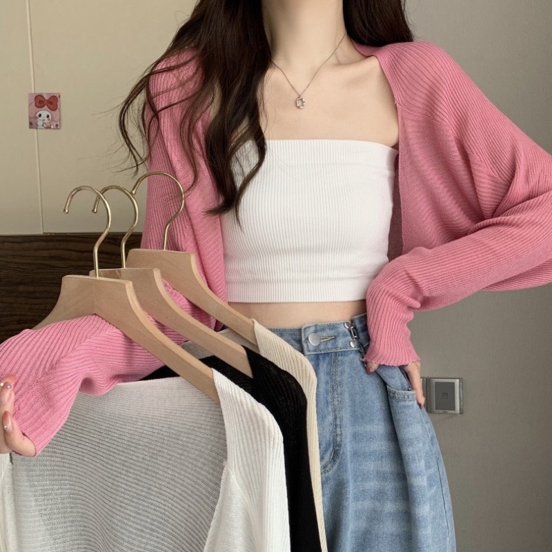 Áo Khoác Cardigan Cho Nữ Phong Cách Ulzzang Phù Hợp Đi Đà Lạt, Dạo Biển Áo khoác len cardigan ngắn dệt kim thời trang