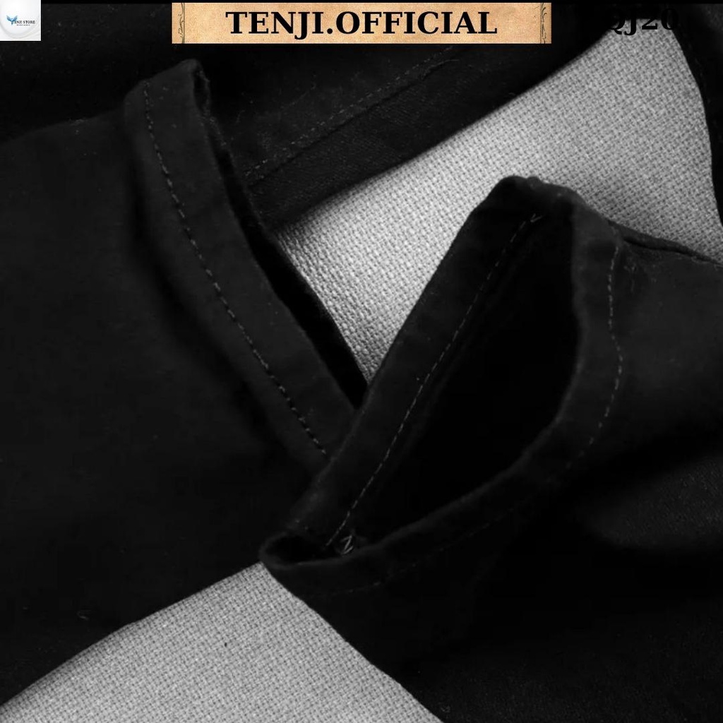 Quần jean nam đen TENJI QJ05 rách gối lớn chất bò co dãn hòa tiết trơn kiểu dáng kinnny cá tính size (28-32+34)