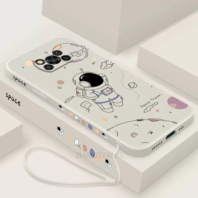 ốp lưng POCO X3 NFC POCO X3 PRO POCO X3 POCO X3 GT Ốp Điện Thoại Silicone TPU In Hình Phi Hành Gia Kèm Dây Đeo Cho POCO X3 NFC POCO X3 PRO POCO X3 POCO X3 GT
