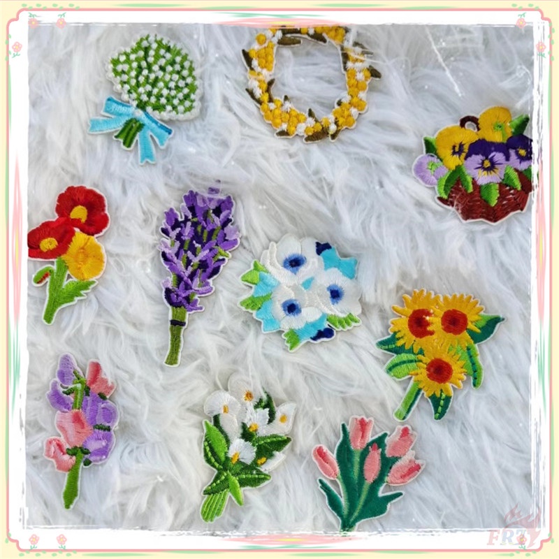 ♥ Ins Flower - Hình Dán Tự Dính Hình Hoa Hướng Dương / Bạc Hà / Hoa Anh Đào / Hoa Tulip ♥ 1 Miếng Dán Ủi Quần Áo Hình Huy Hiệu