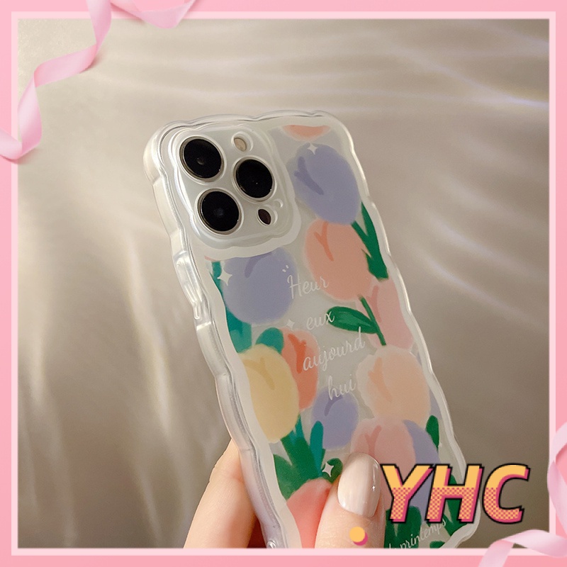 Ốp Điện Thoại Họa Tiết Hoa Viền Lượn Sóng Cho Iphone6 6splus 7 7plus 8plus XR x xs 12 11 pro max plus 13 Promax