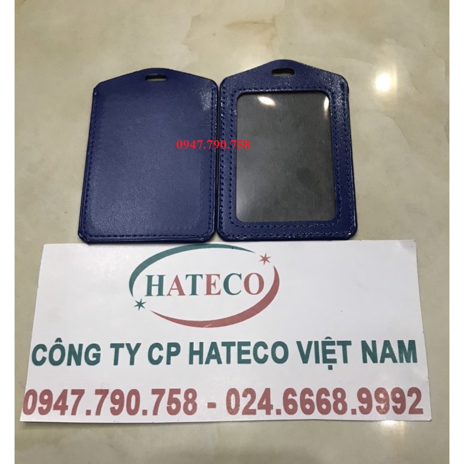 Thẻ da xanh 2 MẶT DỌC 8,6x5,4cm - NGANG - Bao đựng thẻ nhân viên, thẻ học sinh sinh viên bằng da cao cấp