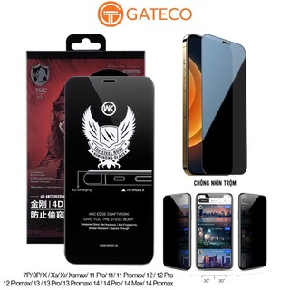 Cường lực chống nhìn trộm iphone 11 pro max 14 promax xs xr x 7 8 plus 13 12 xsmax full màn kingkong [WK-4D]