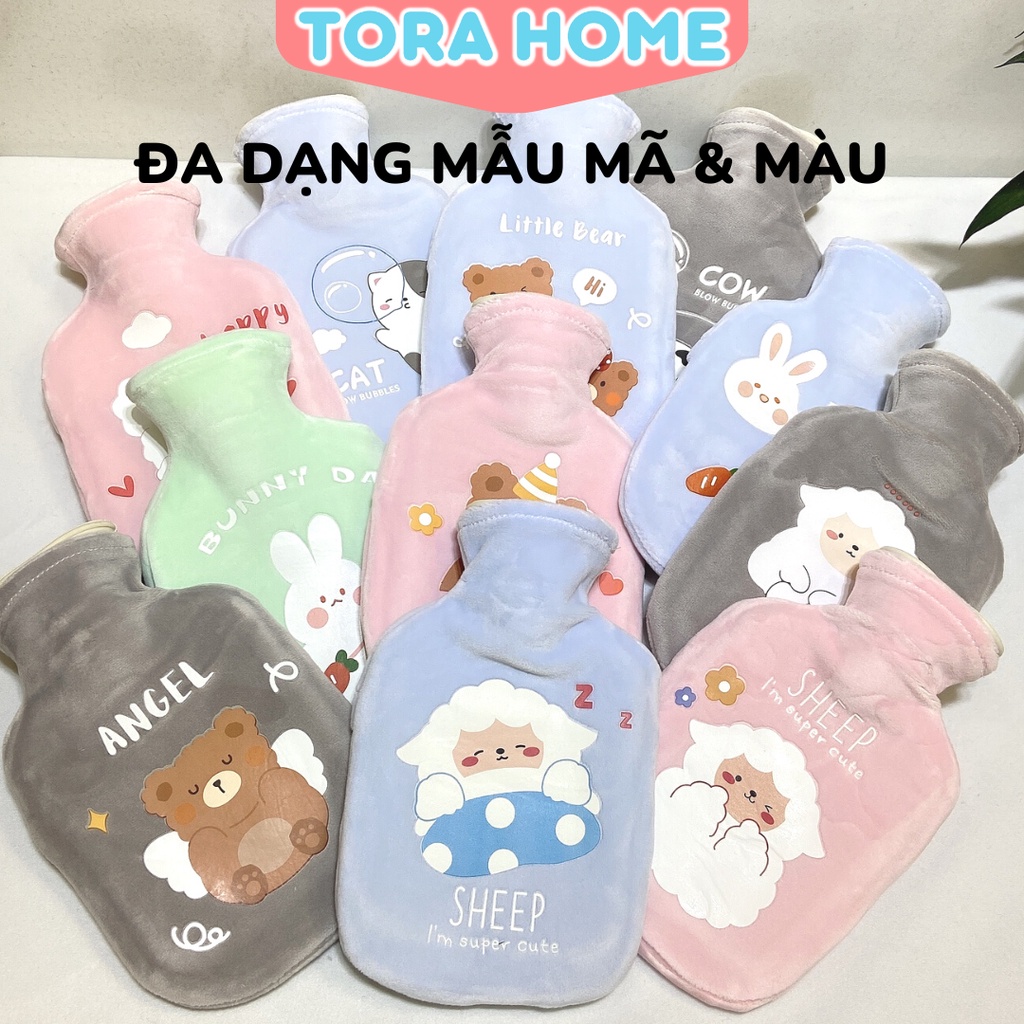 Túi chườm bụng kinh nóng lạnh đa năng 2 lớp chườm nóng giảm đau bụng kinh, chườm ấm giảm sốt đa năng 350ml Tora Home