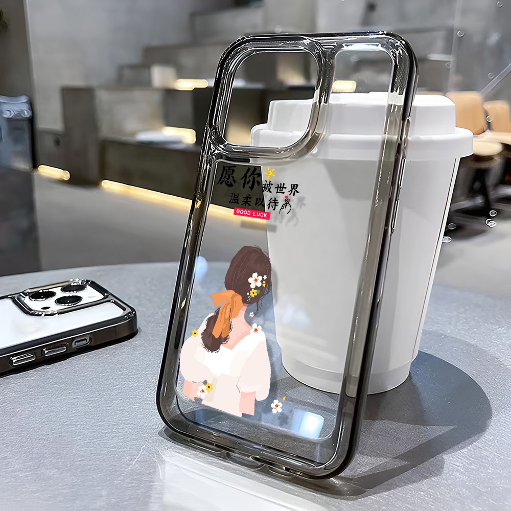Ốp Điện Thoại Trong Suốt In Hình Cô Gái Cho iphone 14 Pro Max 13 11 12 7Plus X XR XS Max 8 7